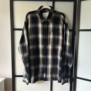[XL] Hollister NWT Men's Classic Black and White Plaid Flannel Shirt Relaxed Fit